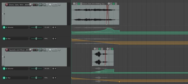screenshot of the DAW Reaper showing the two audio tracks